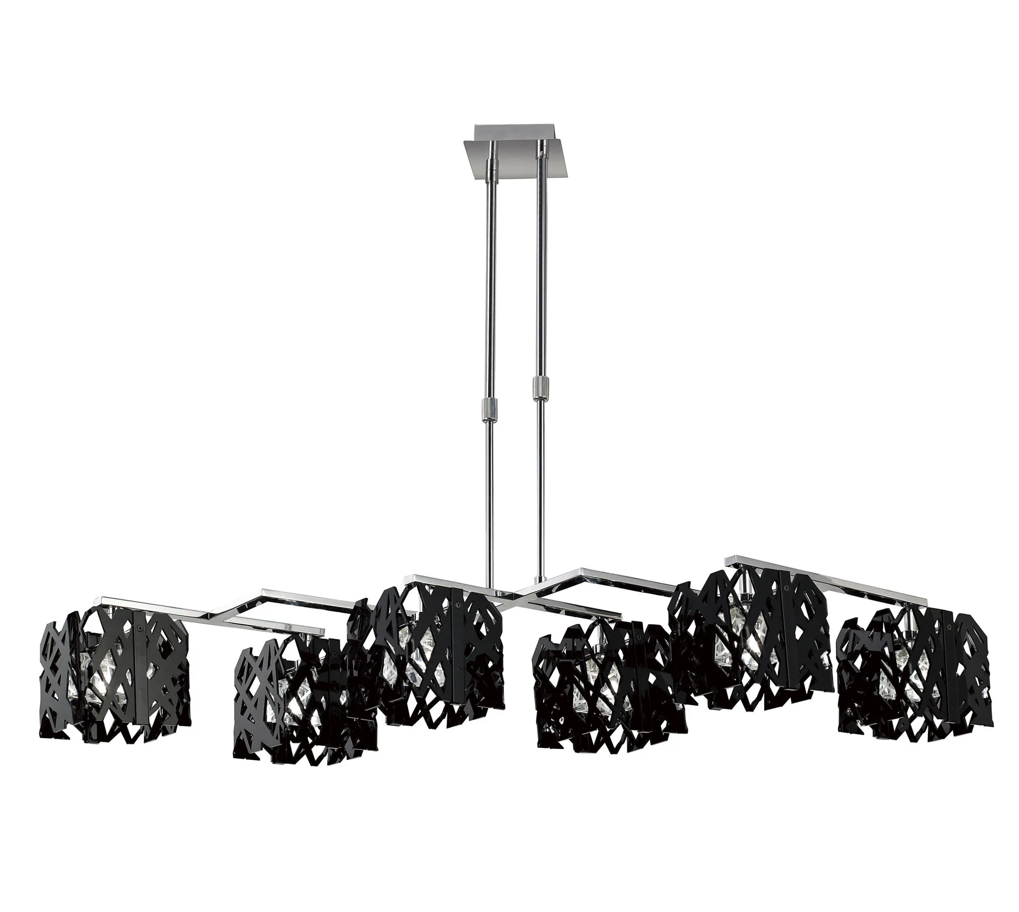 M1278  Tokio Rectangular Telescopic 6 Light Gloss Black